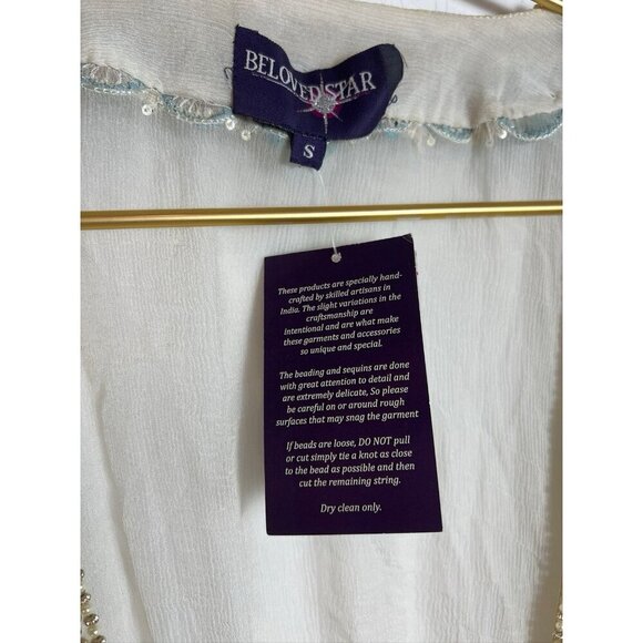 Beloved Star Swim Cover Up Beaded White Small - Picture 4 of 8